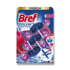 Bref Color Aktiv Premium - WC blok - Flowers, 3 x 50 g
