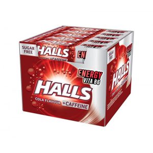 Halls Cola + Caffeine Energy Vita B6 bonbóny kola kofein 20 x 32 g