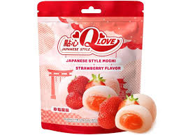 QLove Strawberry Traditional Mochi Standing Pouch 120g
