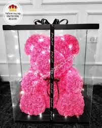 Gấu Hoa Hồng Xốp size nhỡ màu hồng