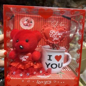 Set quà tặng Gấu+ cốc i love you