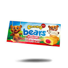 ouy & Co Cravingz Bear Sponge Cake with Strawberry Value Pack 5 x 40 g hạn 6/3/2026