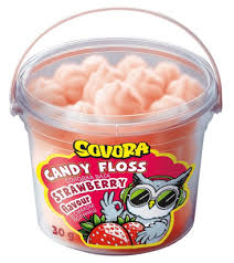 Cukrová vata s příchutí jahoda 30 g SOVORA-thung 12ks