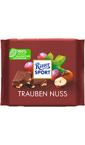 Ritter Sport Raisin and Hazelnut Chocolate bar 100g- hạn 7/2026