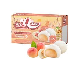 QLove White Peach Custard Premium Filling Mini Mochi 80g- hạn 8/2026