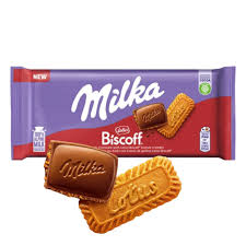 Milka mléčná čokoláda z alpského mléka s kousky sušenek Lotus Biscoff 90g- hạn 9/2026