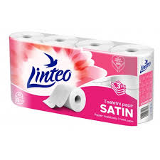 Toaletní papír Linteo satin bílý 8 rolí 3 vrstvy 15 m- bịch 10ks