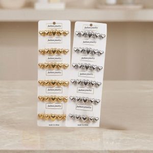 Vlasový klip Fashion Jewelry 12ks - srdce zlatá a stříbrná