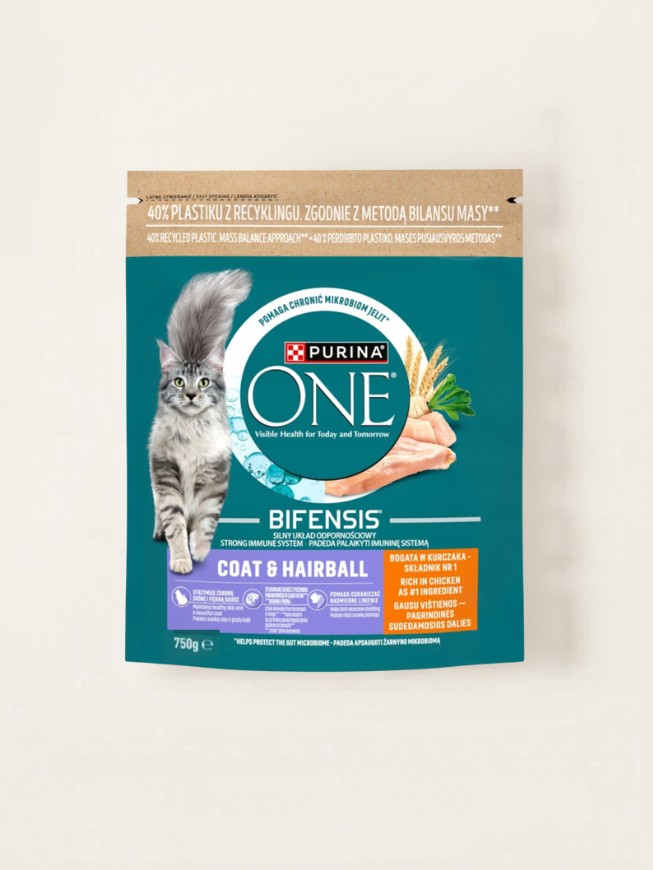 Purina ONE COAT&HAIRBALL 750g kuřecí maso 6ks, hsd 8/2027