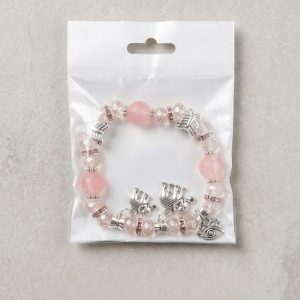 Růžový korálový náramek 12ks