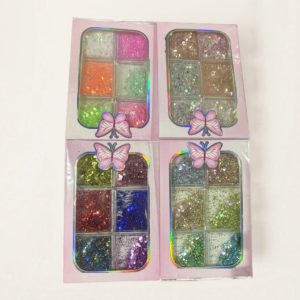 Třpytky na nehty 12ks - různé druhy
