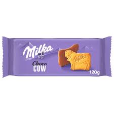 Milka Choco Cow Biscuits Semi-Dipped with Milk Chocolate from Alpine Milk 120g- hsd 12/2026