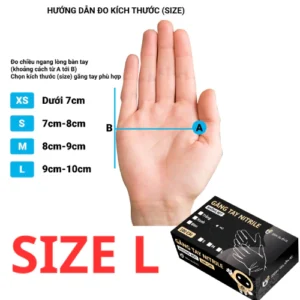 Găng Tay Cao Su Nitrile Màu Đen SIZE L bich 100ks